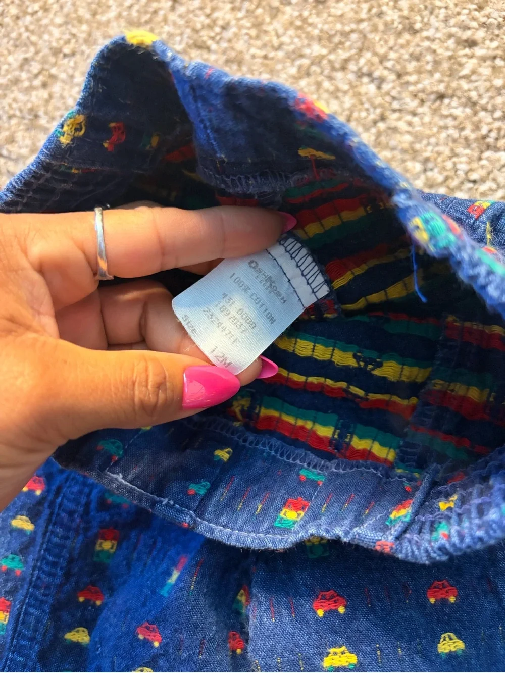 Vintage OshKosh B'gosh Navy Jeans with Multicolor Car Embroidery